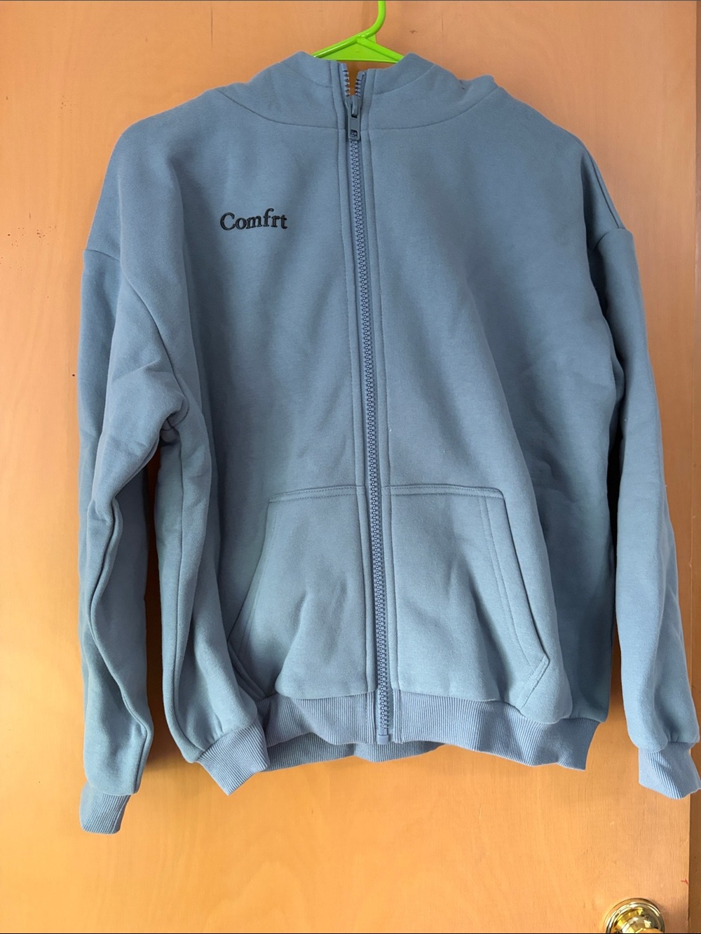Kids Blue Full-Zip Hoodie with 'Comfrt' Logo